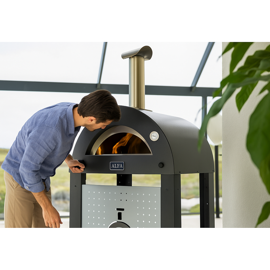 Alfa Moderno Anthracite Grey 2 Pizze Freestanding Gas Oven