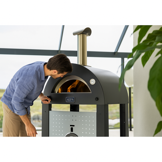 Alfa Moderno Anthracite Grey 2 Pizze Freestanding Gas Oven